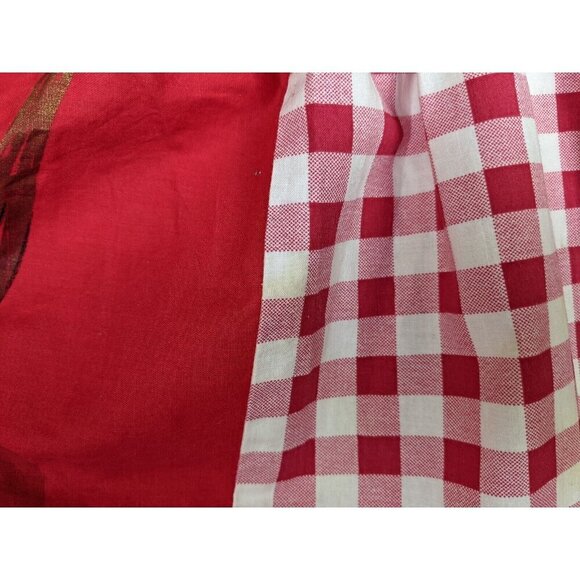 VINTAGE WOMEN'S RED PLAID HALF APRON - FRUIT BOWL - POCKETS - Picture 12 of 16